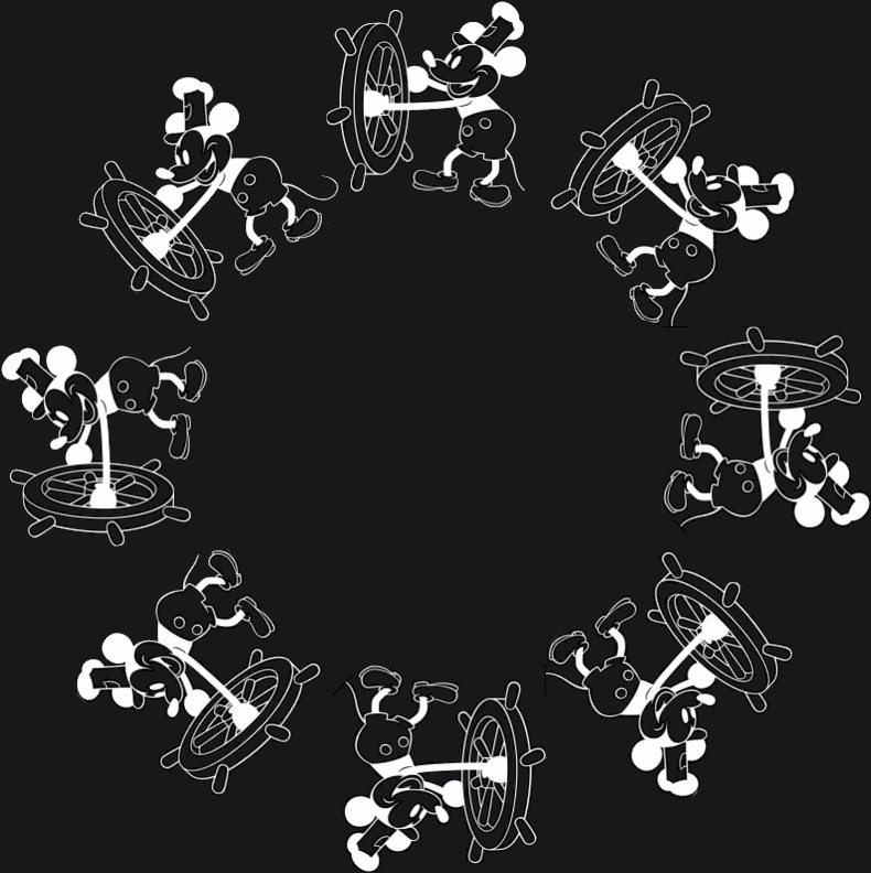 Steamboat Willie copied around a circle